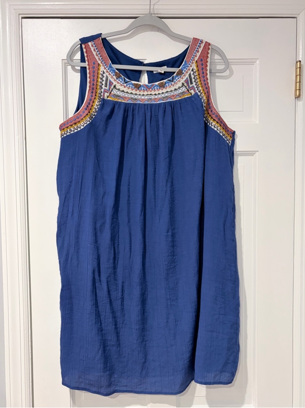 Westport Blue Embroidered Shift Dress Plus Size 2X Sleeveless Boho